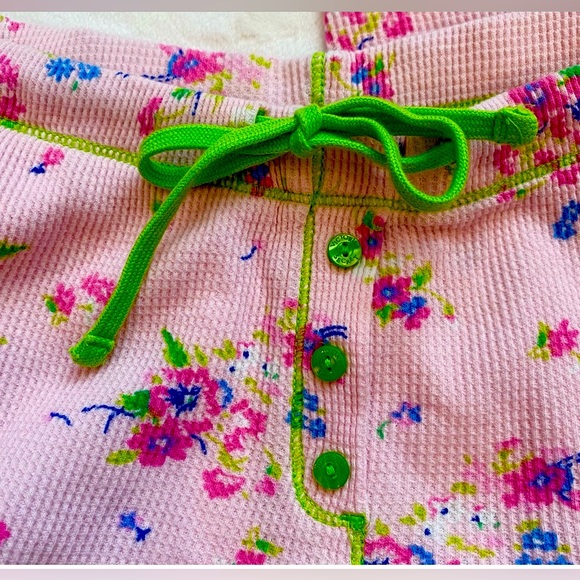 Y2K Victoria’s Secret Thermal Pink Floral Vintage Waffle  Pajama Set 2 PJS S - Picture 9 of 10